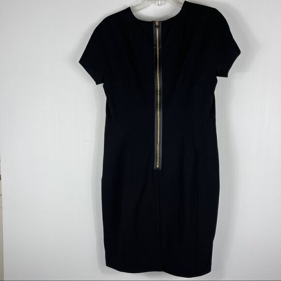 Ellen Tracy Little Black Dress Gold Zipper Cap Sleeves Women's 10 Sheath - Picture 4 of 12